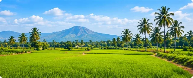 Green paddy fields near Solavandan